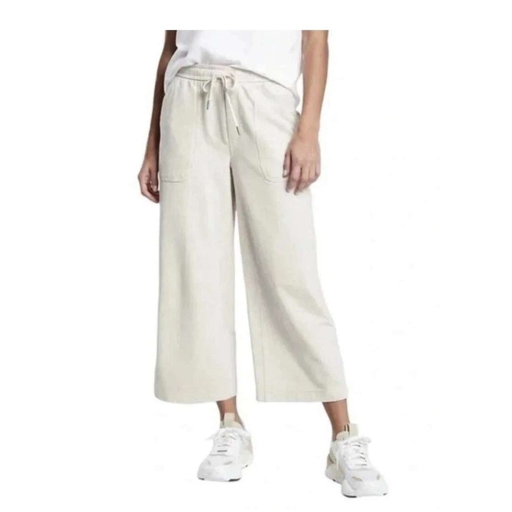 Athleta Farallon Heathered Wide Crop Pants Oatmeal Heather Plus Size 22 Boho